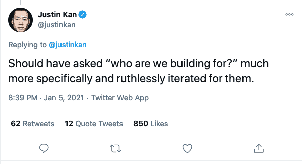 Should have asked “who are we building for?” much more specifically and ruthlessly iterated for them.