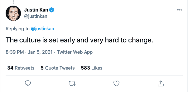 The culture is set early and very hard to change.